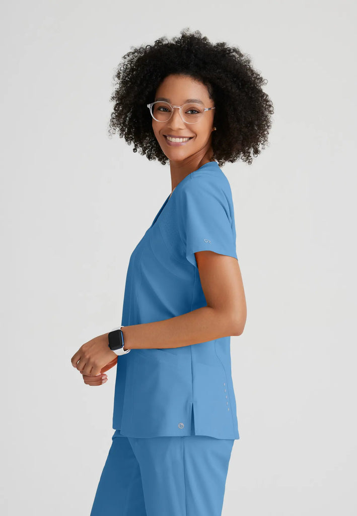 Barco Scrubs Women's Racer Top Ceil Blue | scrub-supply.com