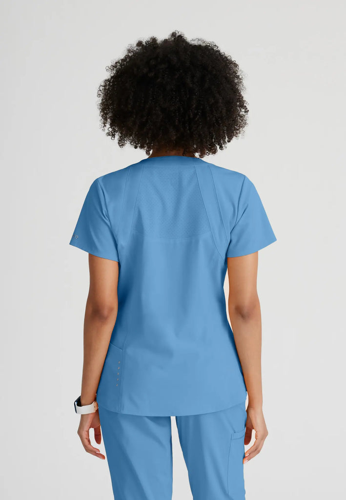 Barco Scrubs Women's Racer Top Ceil Blue | scrub-supply.com