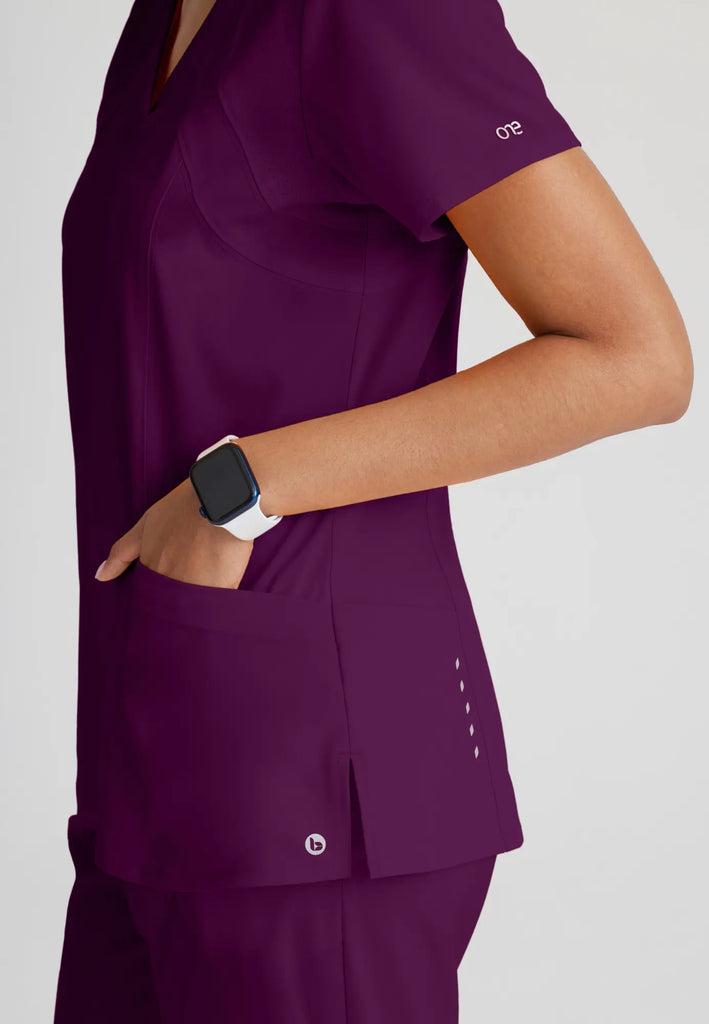 Barco Scrubs Women's Racer Top Wine | scrub-supply.com