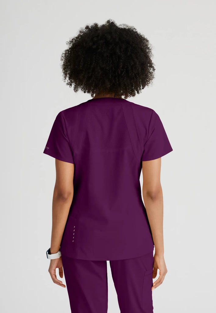 Barco Scrubs Women's Racer Top Wine | scrub-supply.com