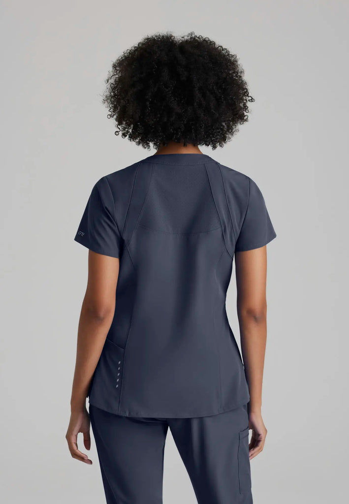 Barco Scrubs Women's Racer Top Steel | scrub-supply.com