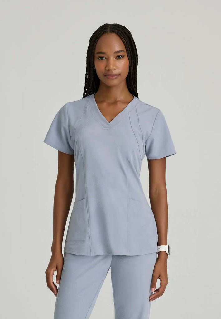 Barco Scrubs Women's Racer Top Moonstruck Digital Hex Jacquar | scrub-supply.com