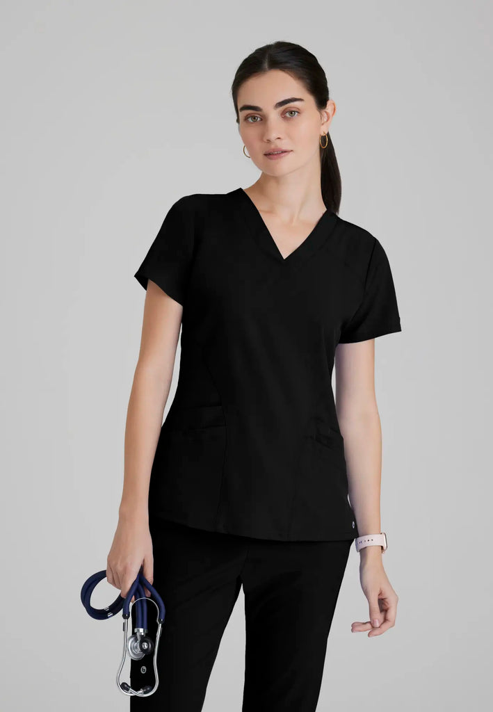 Barco Scrubs Women's Pulse Top Black | scrub-supply.com