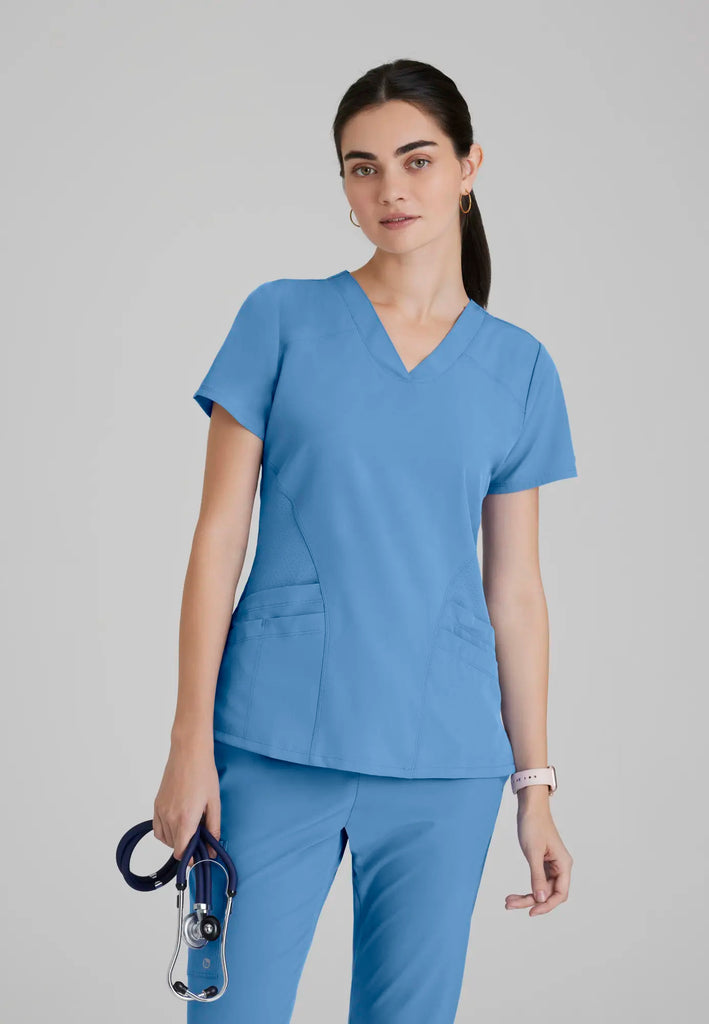 Barco Scrubs Women's Pulse Top Ceil Blue | scrub-supply.com