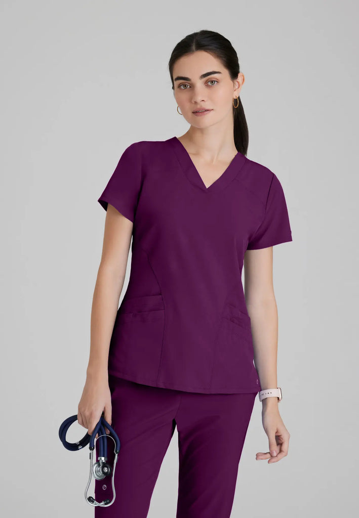 Barco Scrubs Women's Pulse Top Wine | scrub-supply.com