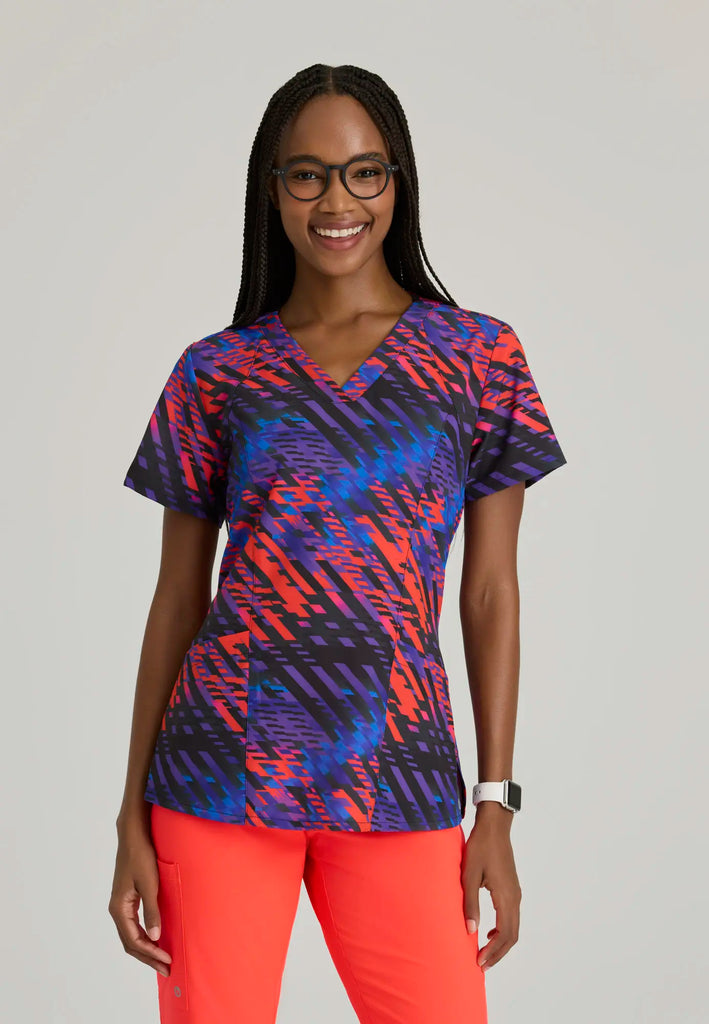 Barco Scrubs Women's Thrive Print Top Radiant Prism | scrub-supply.com