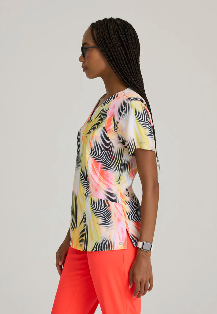 Barco Scrubs Women's Thrive Print Top Zebra Brilliance | scrub-supply.com