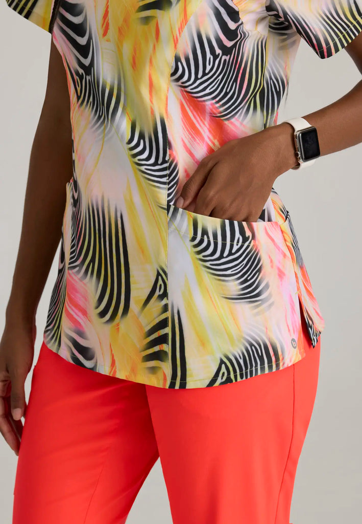 Barco Scrubs Women's Thrive Print Top Zebra Brilliance | scrub-supply.com