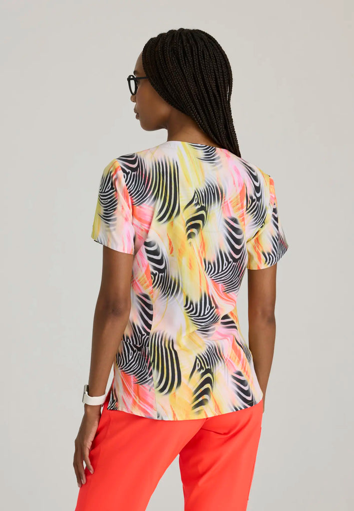 Barco Scrubs Women's Thrive Print Top Zebra Brilliance | scrub-supply.com