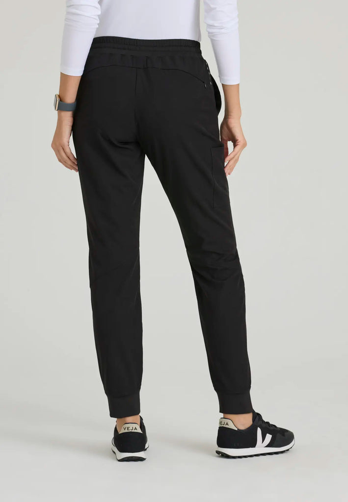 Barco Scrubs Women's Boost Jogger Black Digital Hex Jacquard | scrub-supply.com