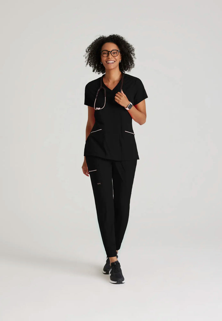 Barco Scrubs Women's Victory Knit Top Black | scrub-supply.com