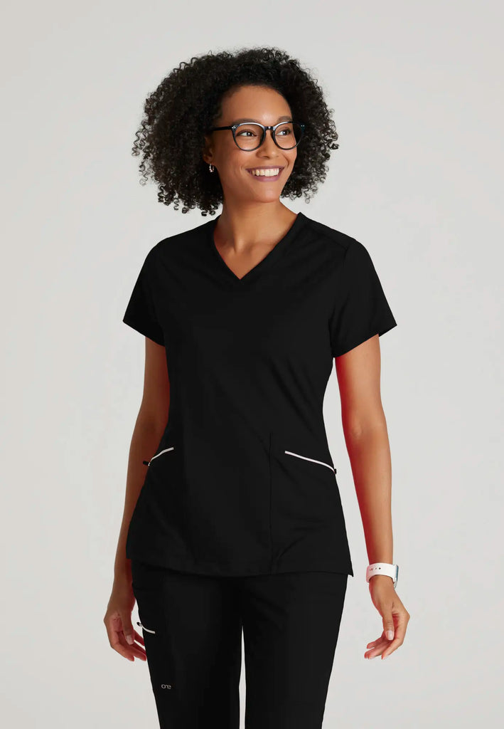 Barco Scrubs Women's Victory Knit Top Black | scrub-supply.com