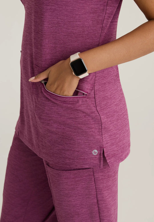 Barco Scrubs Women's Victory Knit Top Dark Mauve Heather | scrub-supply.com