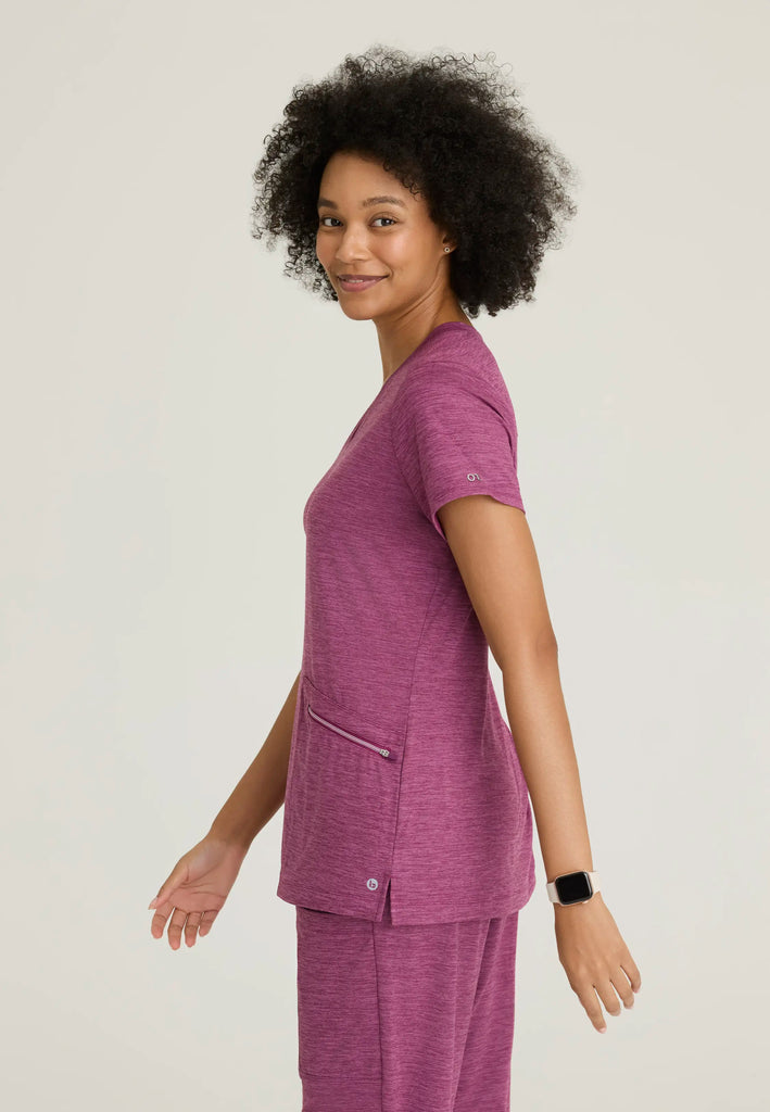 Barco Scrubs Women's Victory Knit Top Dark Mauve Heather | scrub-supply.com