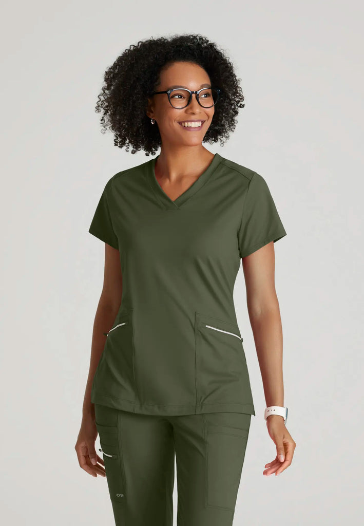 Barco Scrubs Women's Victory Knit Top Olive | scrub-supply.com