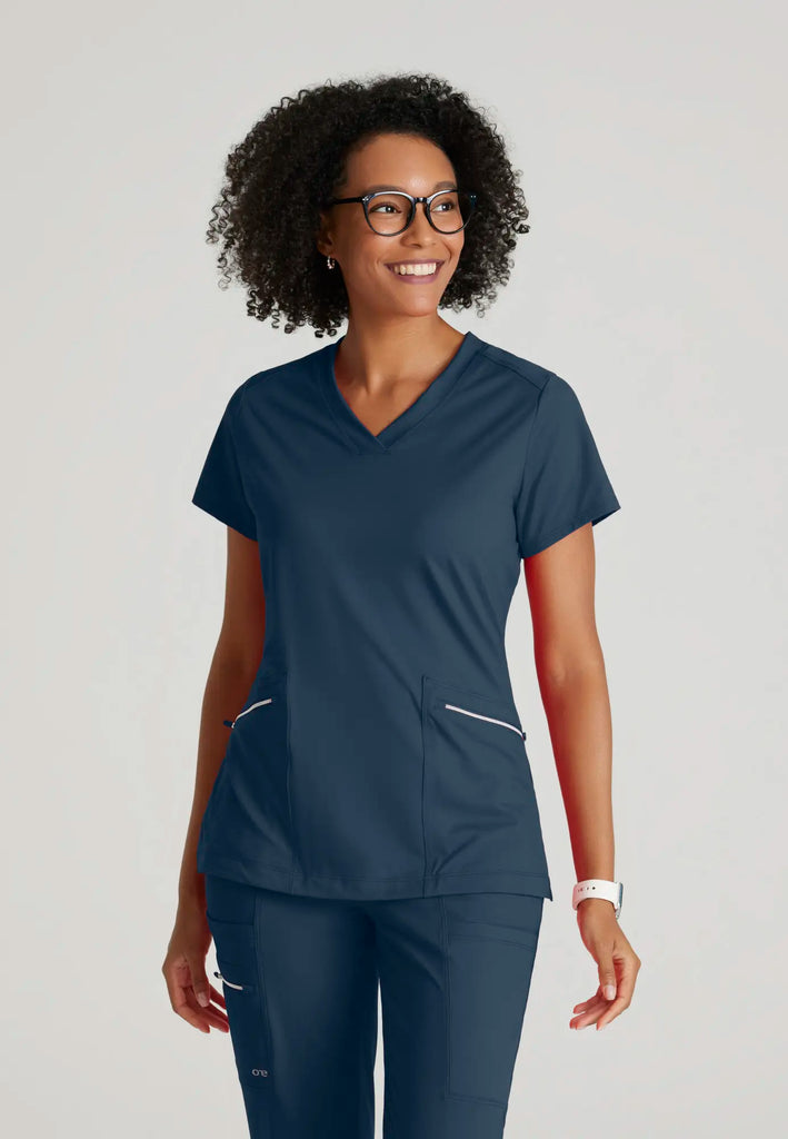 Barco Scrubs Women's Victory Knit Top Steel | scrub-supply.com