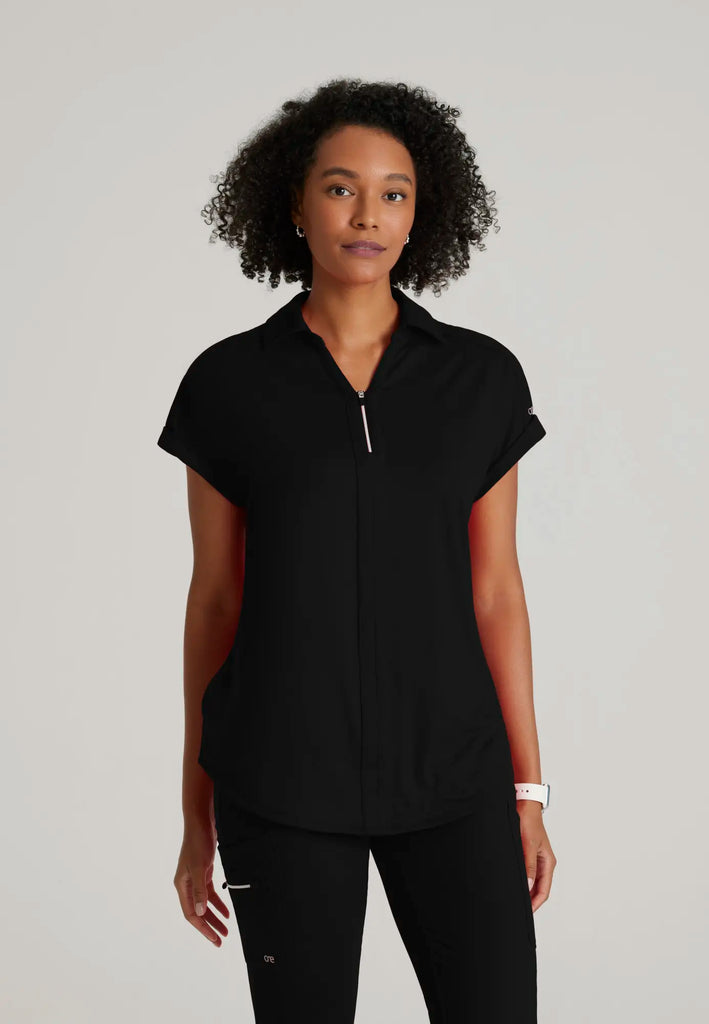 Barco Scrubs Women's Engage Knit Top Black | scrub-supply.com