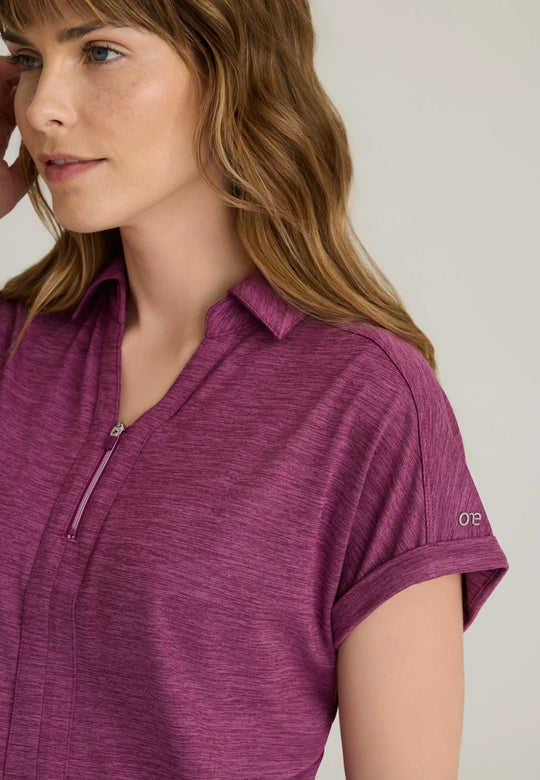 Barco Scrubs Women's Engage Knit Top Dark Mauve Heather | scrub-supply.com