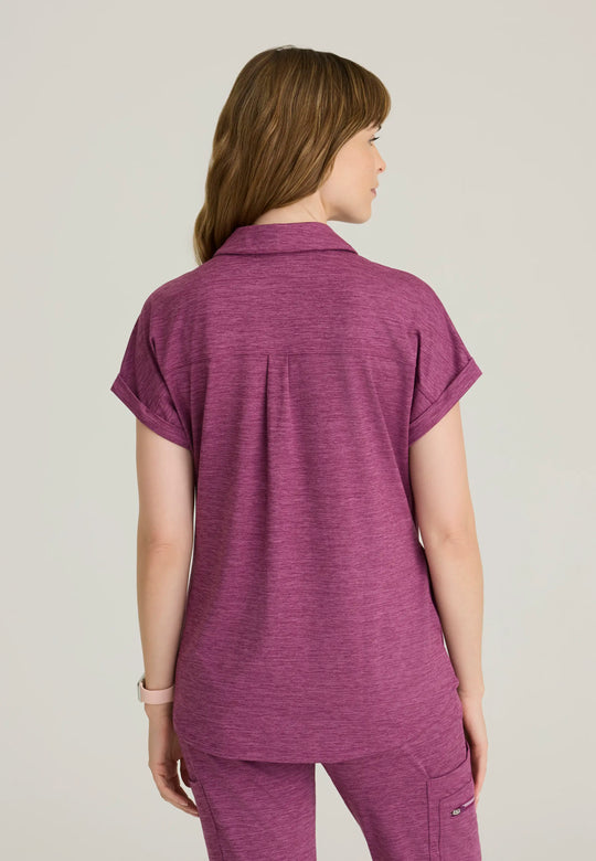 Barco Scrubs Women's Engage Knit Top Dark Mauve Heather | scrub-supply.com