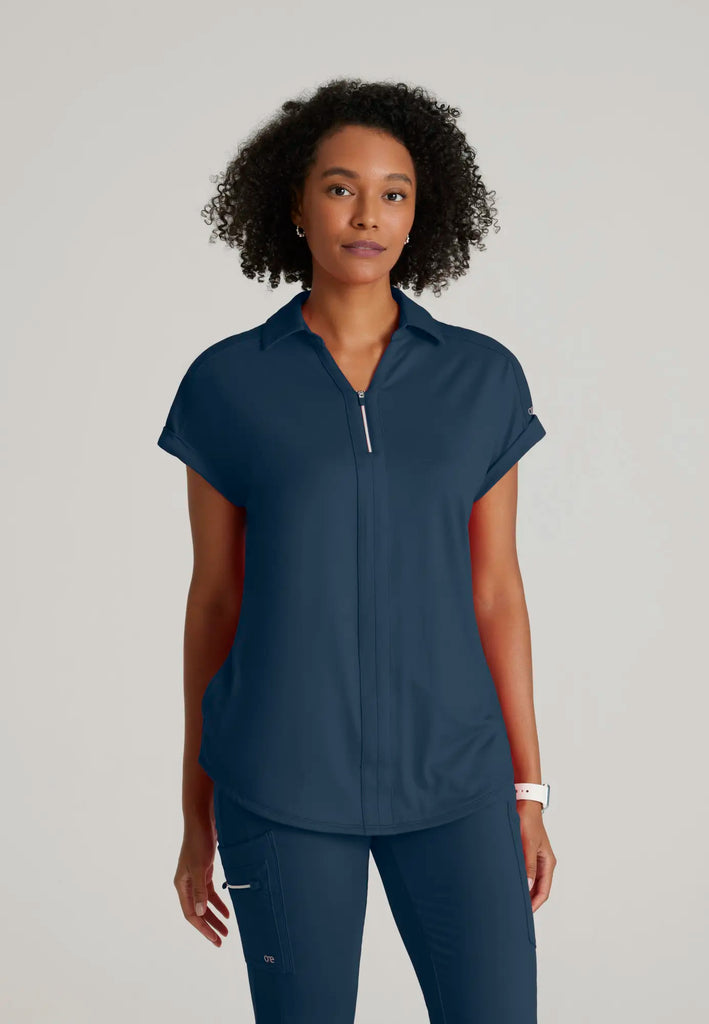 Barco Scrubs Women's Engage Knit Top Steel | scrub-supply.com