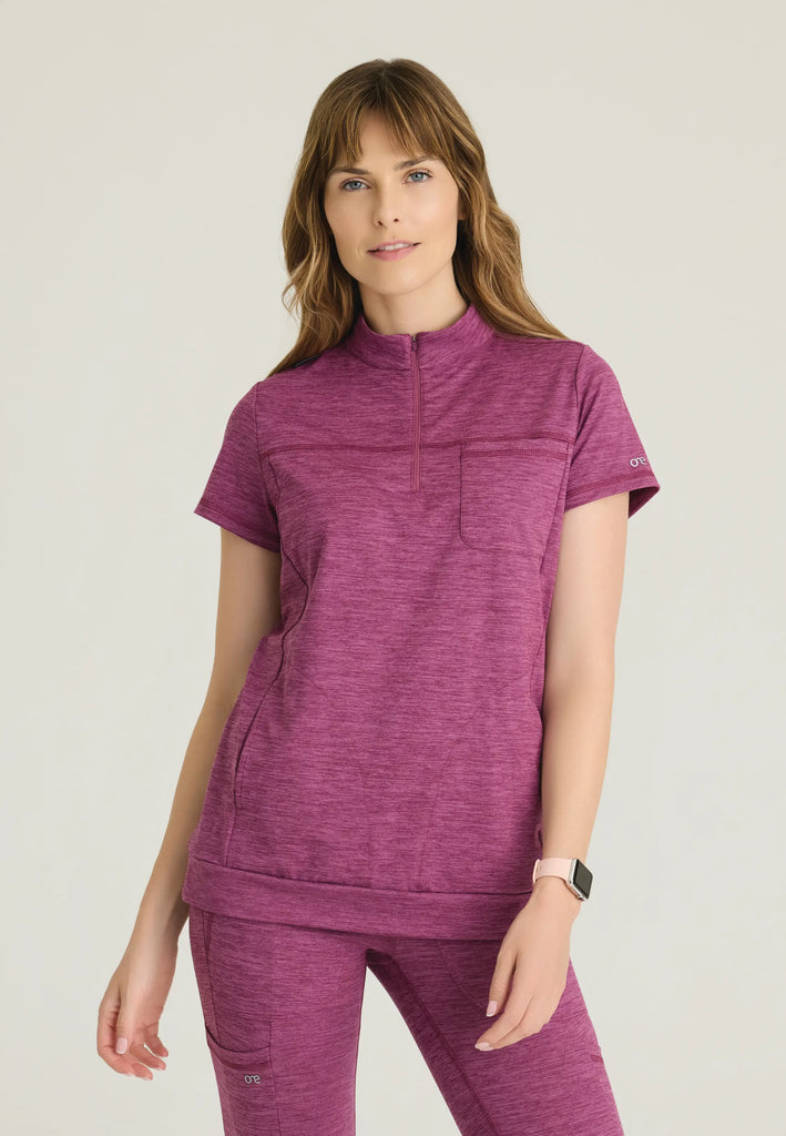 Barco Scrubs Women's Vigor Top Dark Mauve Heather | scrub-supply.com