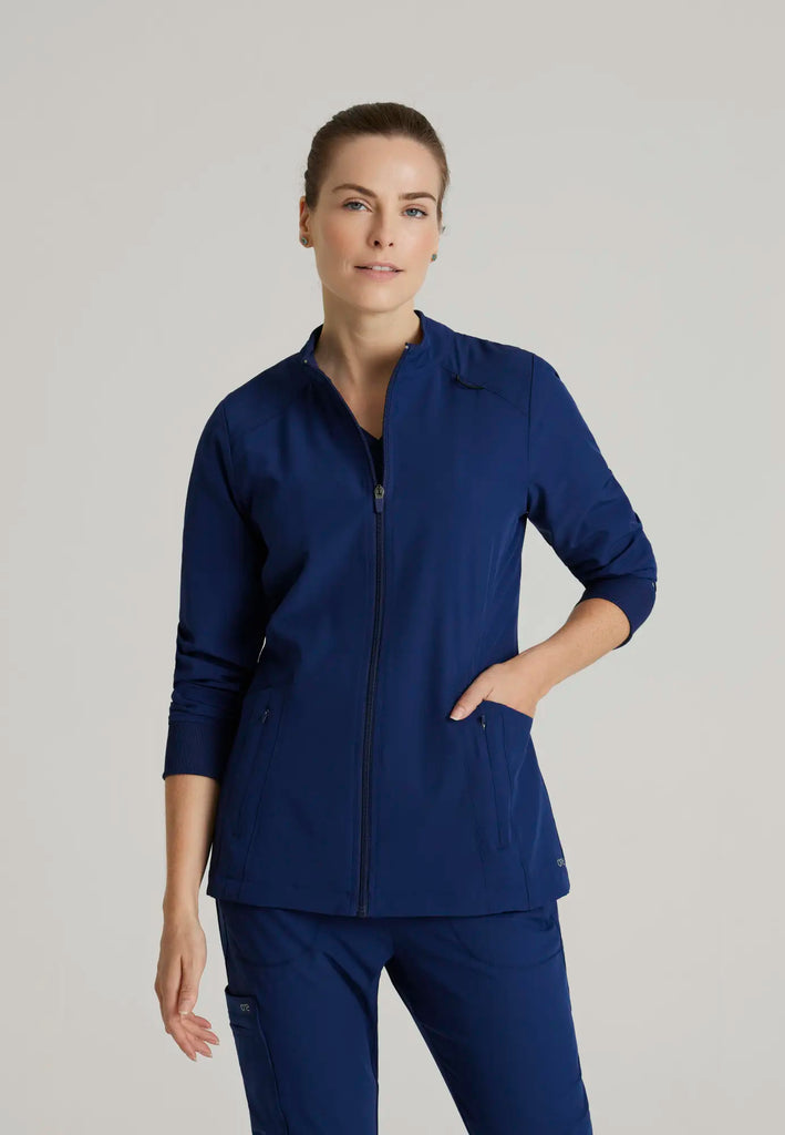 Barco Scrubs Women's Venture Warm-Up Indigo | scrub-supply.com