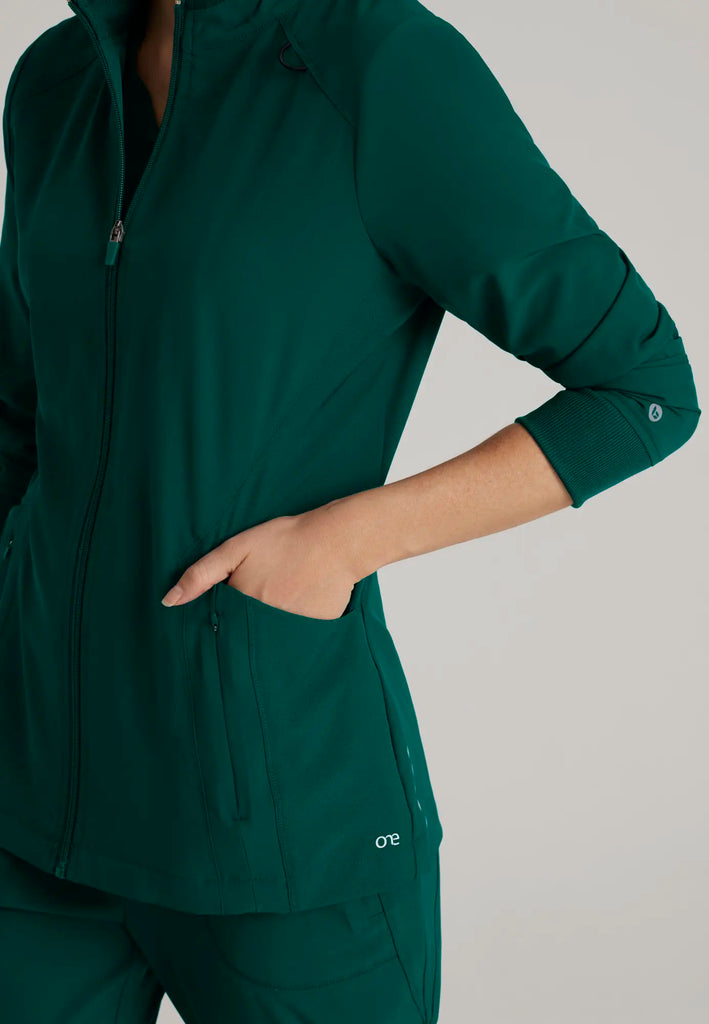 Barco Scrubs Women's Venture Warm-Up Hunter Green | scrub-supply.com