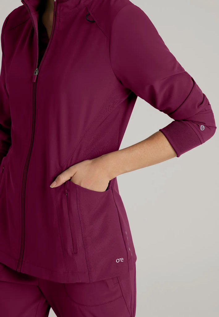 Barco Scrubs Women's Venture Warm-Up Wine | scrub-supply.com