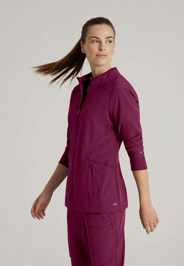 Barco Scrubs Women's Venture Warm-Up Wine | scrub-supply.com