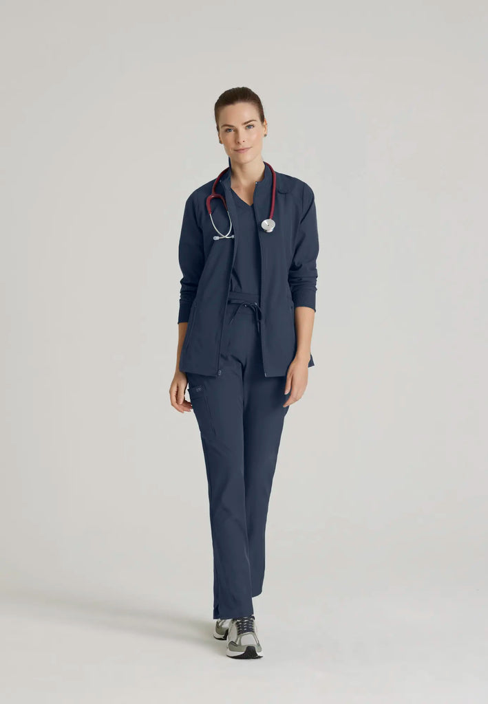 Barco Scrubs Women's Venture Warm-Up Steel | scrub-supply.com