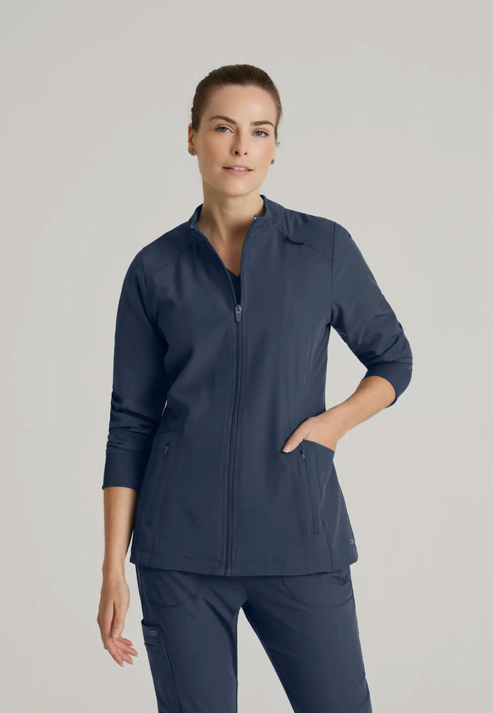 Barco Scrubs Women's Venture Warm-Up Steel | scrub-supply.com