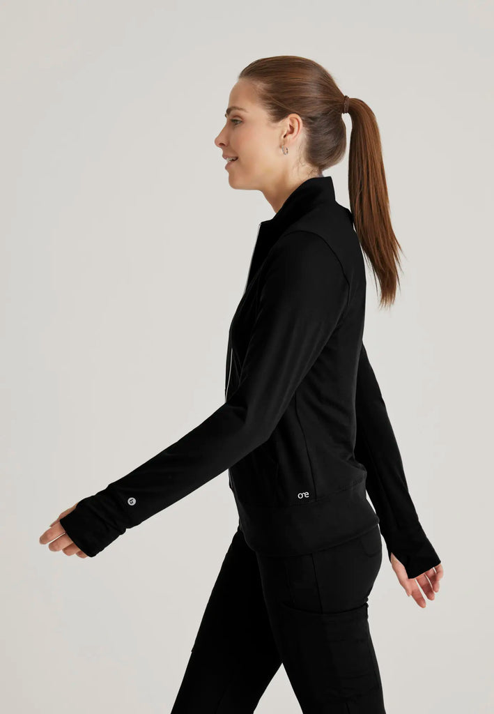 Barco Scrubs Women's Arena Knit Warm-Up Jacket Black | scrub-supply.com