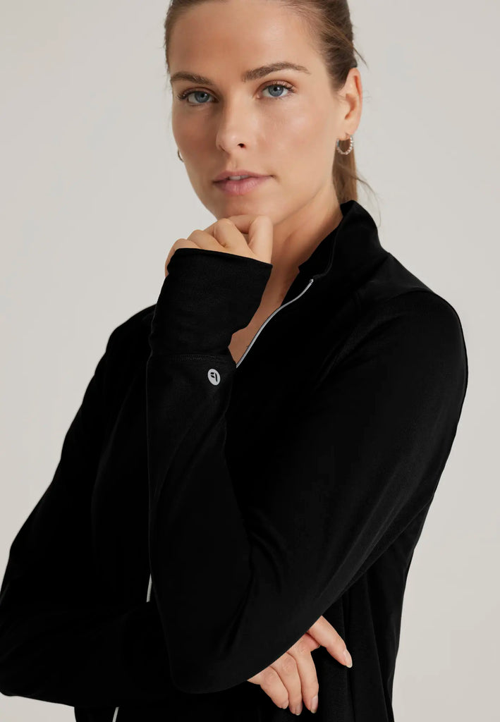 Barco Scrubs Women's Arena Knit Warm-Up Jacket Black | scrub-supply.com