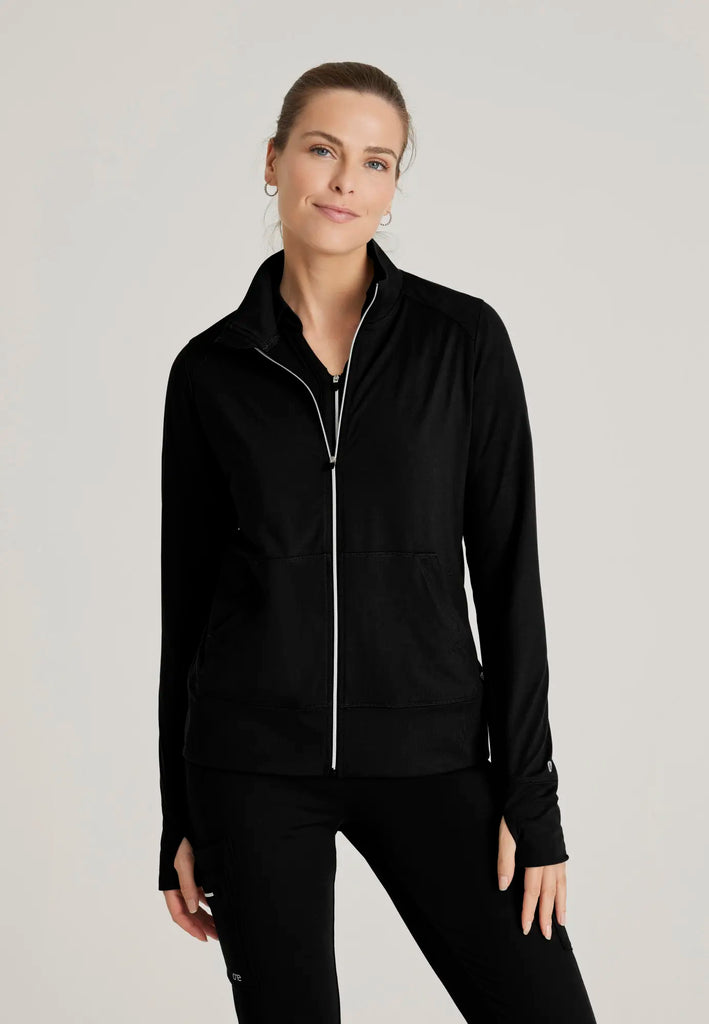 Barco Scrubs Women's Arena Knit Warm-Up Jacket Black | scrub-supply.com