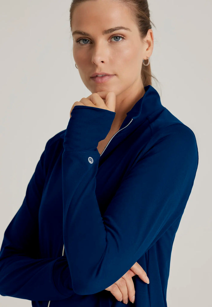 Barco Scrubs Women's Arena Knit Warm-Up Jacket Indigo | scrub-supply.com