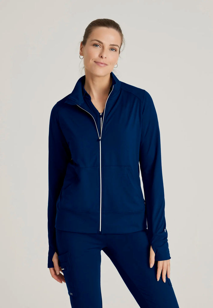 Barco Scrubs Women's Arena Knit Warm-Up Jacket Indigo | scrub-supply.com