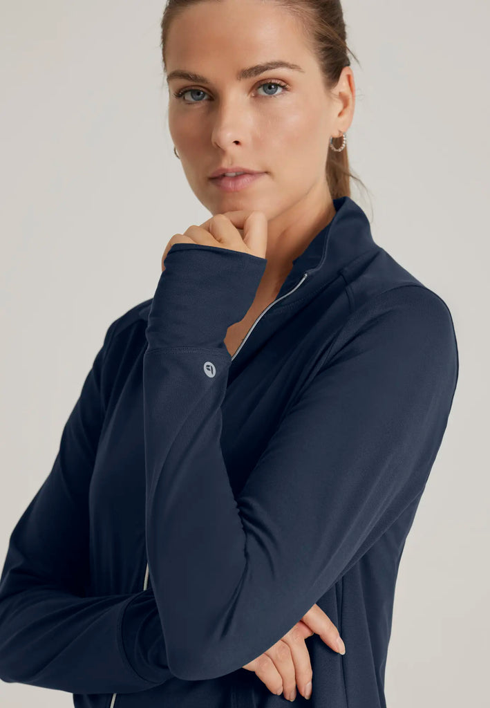 Barco Scrubs Women's Arena Knit Warm-Up Jacket Steel | scrub-supply.com