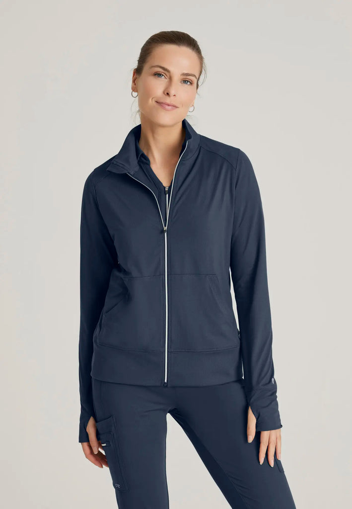 Barco Scrubs Women's Arena Knit Warm-Up Jacket Steel | scrub-supply.com