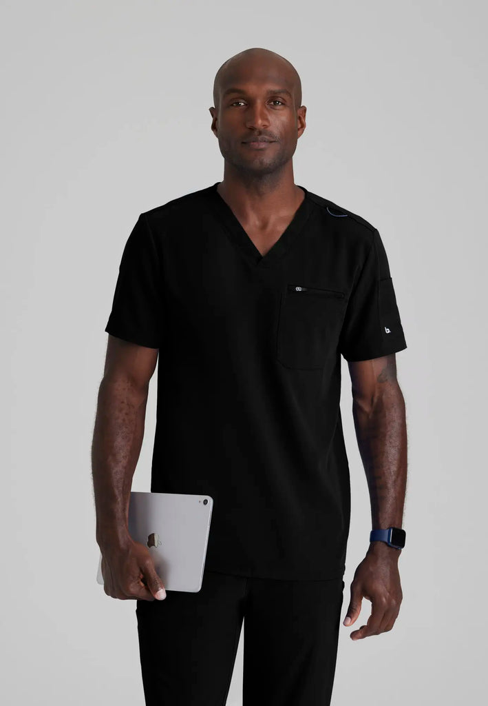 Barco Scrubs Men's Rally Top Black | scrub-supply.com