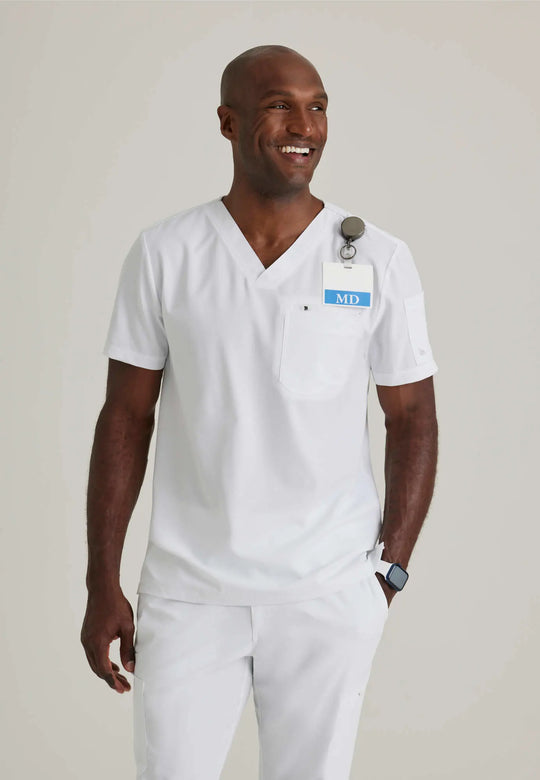 Barco Scrubs Men's Rally Top White | scrub-supply.com