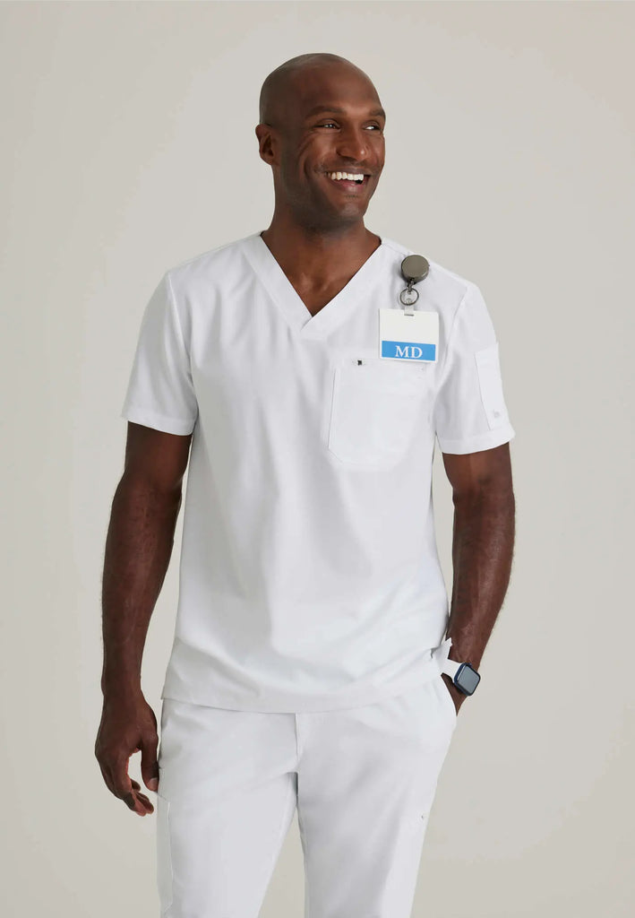 Barco Scrubs Men's Rally Top White | scrub-supply.com