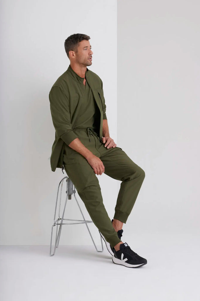 Barco Scrubs Men's Rally Top Olive | scrub-supply.com