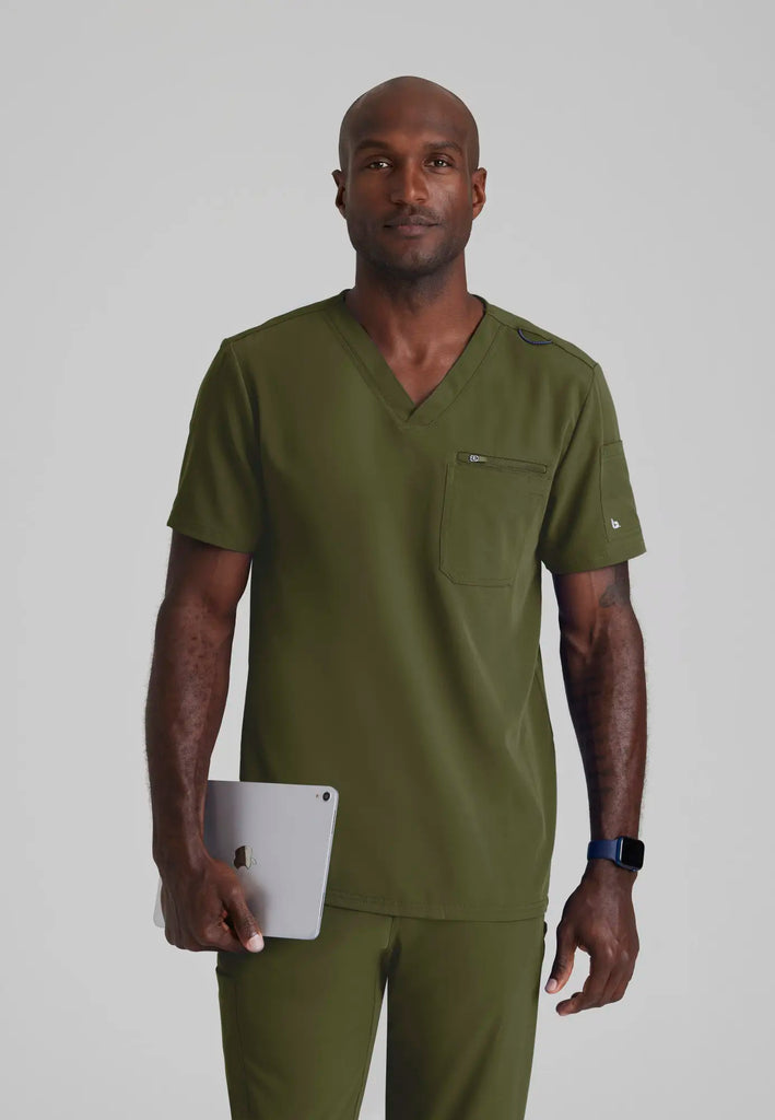 Barco Scrubs Men's Rally Top Olive | scrub-supply.com