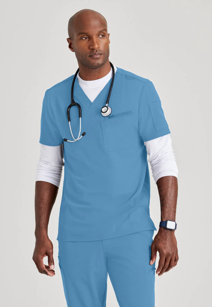 Barco Scrubs Men's Rally Top Ceil Blue | scrub-supply.com