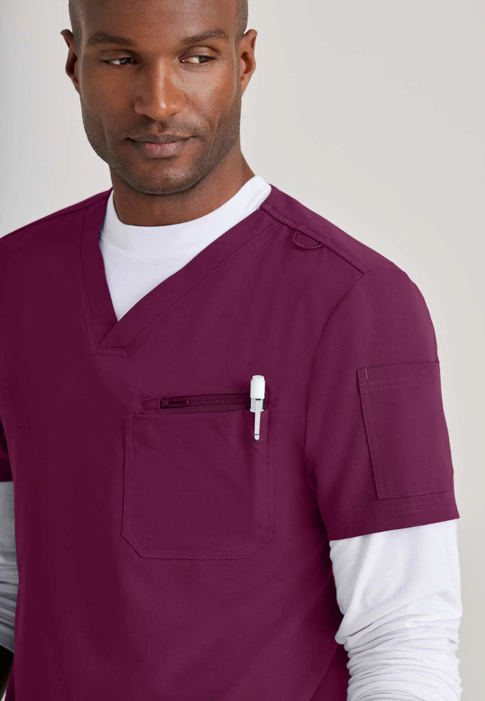 Barco Scrubs Men's Rally Top Wine | scrub-supply.com