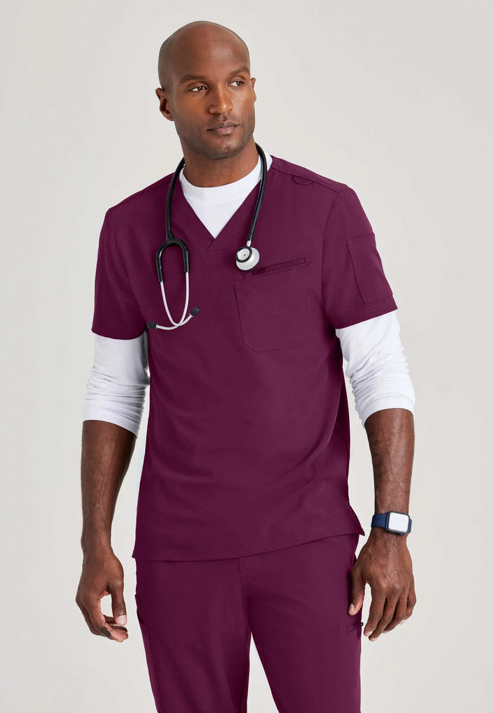 Barco Scrubs Men's Rally Top Wine | scrub-supply.com