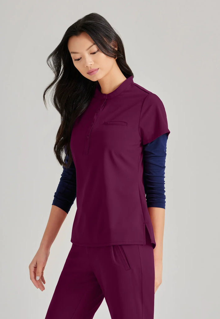 Barco Scrubs Women's Mission Top Wine | scrub-supply.com