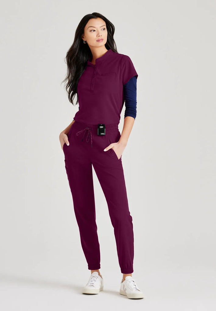 Barco Scrubs Women's Mission Top Wine | scrub-supply.com