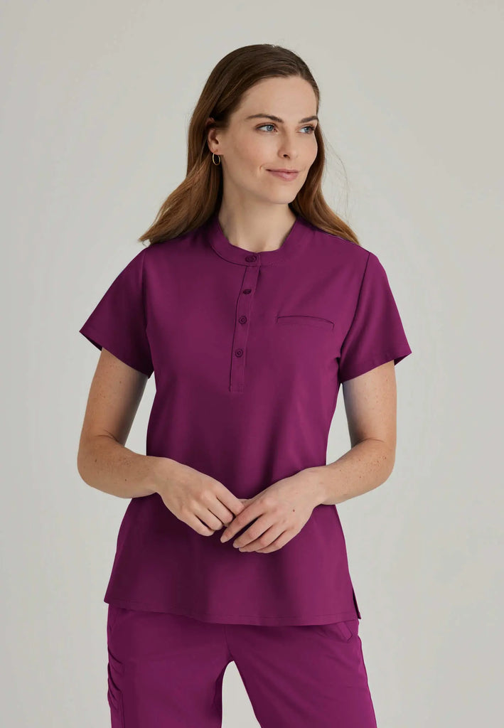 Barco Scrubs Women's Mission Top Wine | scrub-supply.com