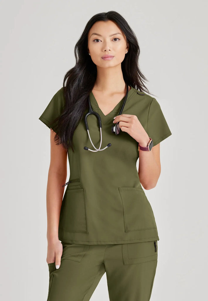 Barco Scrubs Women's Purpose Top Olive | scrub-supply.com